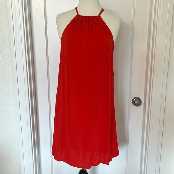 Splendid - Red Gathered Neck Halter Dress, Size XSmall